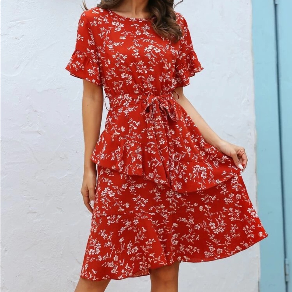 Red Floral Summer Dress
